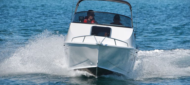 Planing strakes on the hull of a Horizon aluminium boat